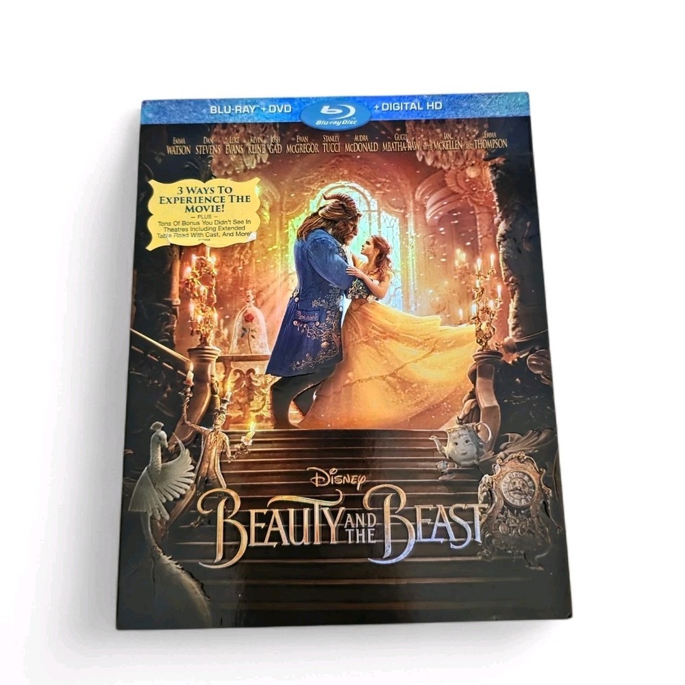 Beauty and the Beast BLU-RAY + DVD Emma Watson Disney Live Action +Slipcover NEW